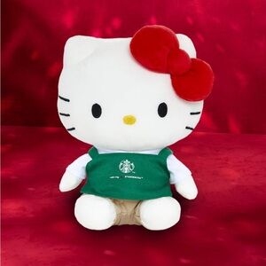 NWT HOLIDAY 2025 Starbucks x Hello Kitty Plush Barista Red Bow & Green Apron